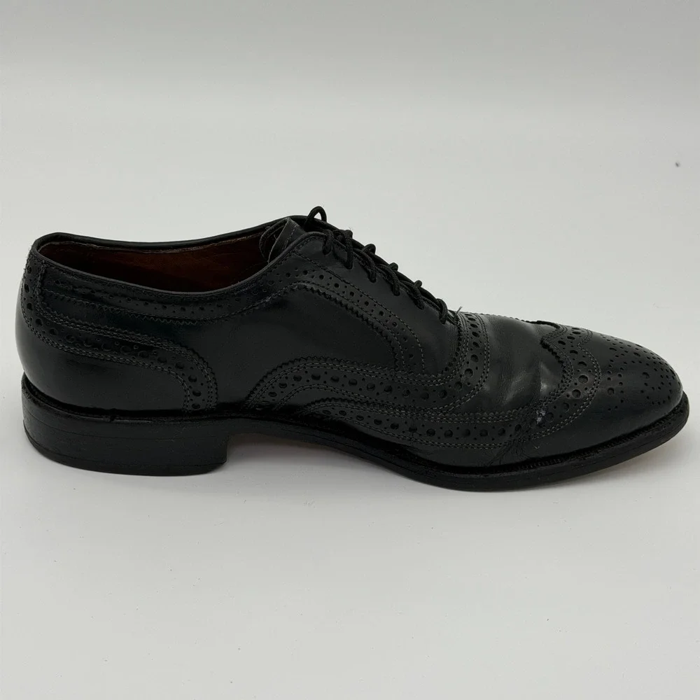 Allen Edmonds McAllister Black Leather Wingtip Oxford Shoes Mens 7 D‎ 6215